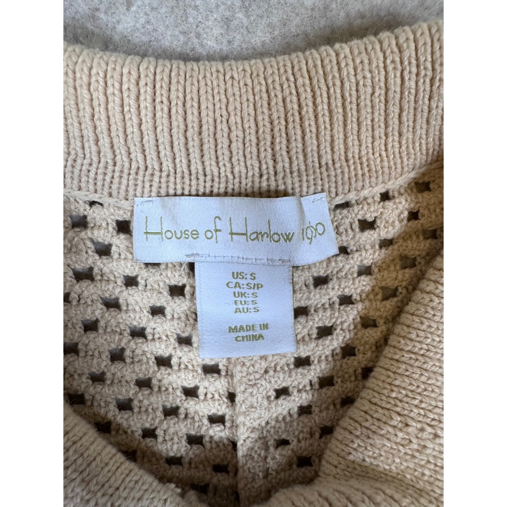 k56. House of Harlow 1960 Crochet Knit 2 Piece Set Polo Shirt and Shorts Small - Picture 6 of 8